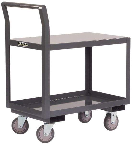 Durham - 2,000 Lb Capacity, 24-1/4" Wide x 39" Long x 38-3/4" High Standard Utility Cart - 2 Shelf, Steel - Exact Tool & Supply