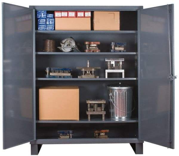 Durham - 4 Shelf Locking Storage Cabinet - Steel, 60" Wide x 18" Deep x 78" High - Exact Tool & Supply
