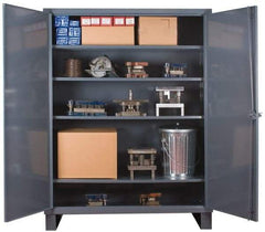 Durham - 4 Shelf Locking Storage Cabinet - Steel, 60" Wide x 18" Deep x 78" High - Exact Tool & Supply