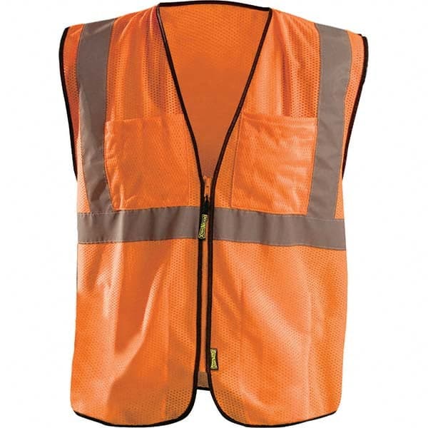 OccuNomix - Size L/XL HI-Vis Orange Mesh Surveyor's High Visibility Vest - Exact Tool & Supply
