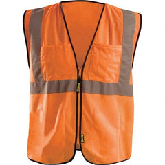 OccuNomix - Size L/XL HI-Vis Orange Mesh Surveyor's High Visibility Vest - Exact Tool & Supply