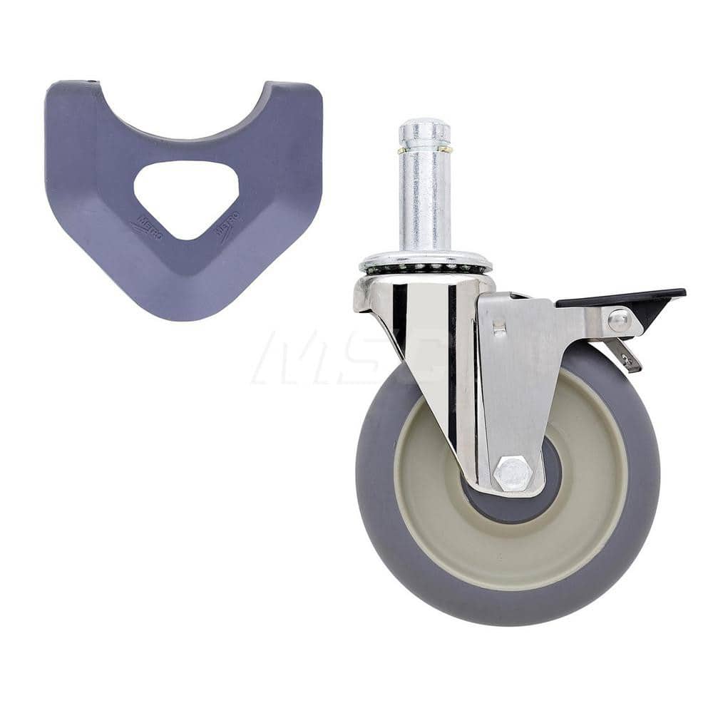Metro - Cart Accessories; Media Type: Caster ; For Use With: MetroMax Industrial Plastic Racks ; Color: Silver/Gray ; Width: 2.5000 ; Length (Decimal Inch): 5.6250 ; Height (Decimal Inch): 8.250000 - Exact Tool & Supply