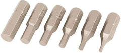 Wiha - 6 Piece, 1/4" Drive Screwdriver Insert Bit Set - 1/16 to 3/16" Hex - Exact Tool & Supply