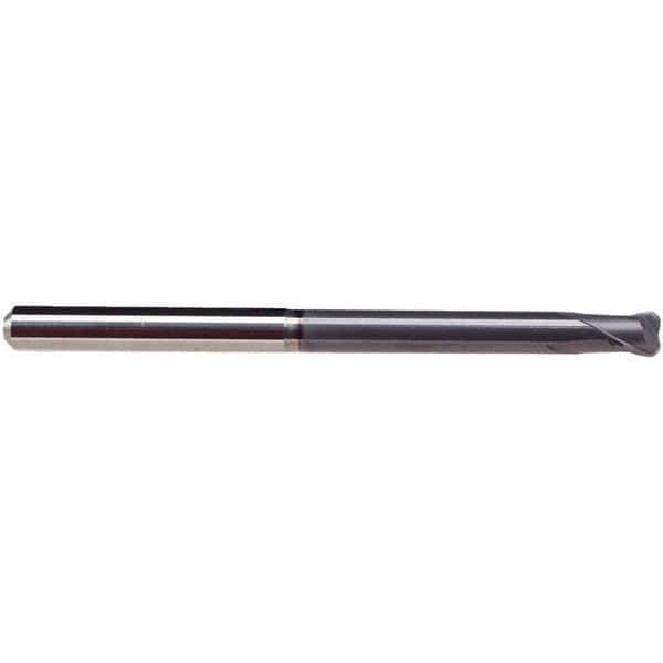 Emuge - 1/4" Diam, 1/4" LOC, 2 Flute Solid Carbide Roughing & Finishing End Mill - TiAlN Finish, 3-1/2" OAL, 1/4" Shank Diam, Cylindrical Shank, 30° Helix, Extra Long Length - Exact Tool & Supply