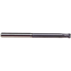 Emuge - 1/4" Diam, 1/4" LOC, 2 Flute Solid Carbide Roughing & Finishing End Mill - TiAlN Finish, 3-1/2" OAL, 1/4" Shank Diam, Cylindrical Shank, 30° Helix, Extra Long Length - Exact Tool & Supply