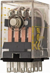 Square D - 2/3 hp at 120/240 Volt, Electromechanical Plug-in General Purpose Relay - 5 Amp at 240 VAC, 4PDT, 120 VAC at 50/60 Hz - Exact Tool & Supply