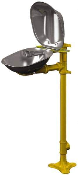 Bradley - Pedestal Mount, Stainless Steel Bowl, Eyewash Station - Exact Tool & Supply