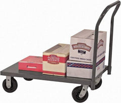 Durham - 2,000 Lb Capacity Steel Platform Truck - Steel Deck, 48" OAW, 9" Platform Height, Phenolic Casters - Exact Tool & Supply
