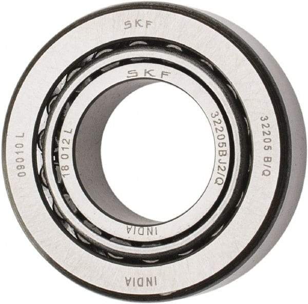 SKF - 25mm Bore Diam, 52mm OD, 19.25mm Wide, Tapered Roller Bearing - 35,800 N Dynamic Load Capacity, 44,000 N Static Load Capacity - Exact Tool & Supply