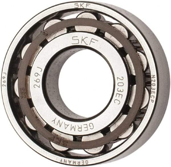 SKF - 17mm Bore Diam, 40mm Outside Diam, 12mm Wide Cylindrical Roller Bearing - 17,200 N Dynamic Capacity, 14,300 Lbs. Static Capacity - Exact Tool & Supply