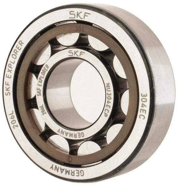 SKF - 20mm Bore Diam, 52mm Outside Diam, 15mm Wide Cylindrical Roller Bearing - 30,800 N Dynamic Capacity, 26,000 Lbs. Static Capacity - Exact Tool & Supply