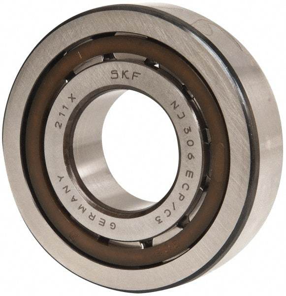 SKF - 30mm Bore Diam, 72mm Outside Diam, 19mm Wide Cylindrical Roller Bearing - 51,200 N Dynamic Capacity, 48,000 Lbs. Static Capacity - Exact Tool & Supply