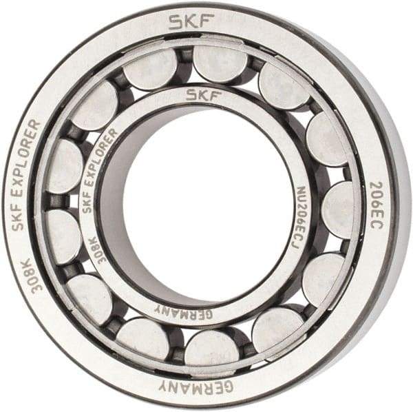 SKF - 30mm Bore Diam, 62mm Outside Diam, 16mm Wide Cylindrical Roller Bearing - 38,000 N Dynamic Capacity, 36,500 Lbs. Static Capacity - Exact Tool & Supply