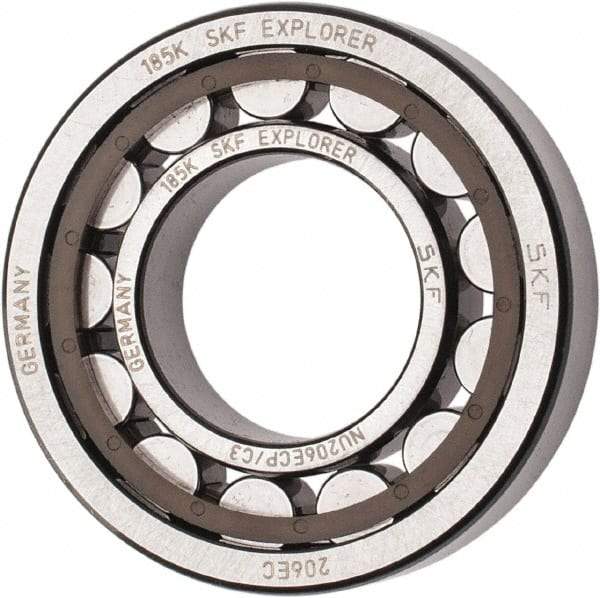 SKF - 30mm Bore Diam, 62mm Outside Diam, 16mm Wide Cylindrical Roller Bearing - 38,000 N Dynamic Capacity, 36,500 Lbs. Static Capacity - Exact Tool & Supply