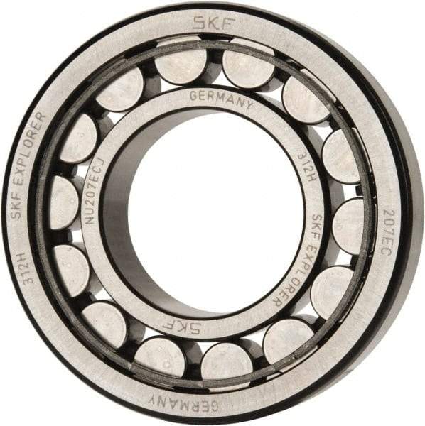 SKF - 35mm Bore Diam, 72mm Outside Diam, 17mm Wide Cylindrical Roller Bearing - 48,400 N Dynamic Capacity, 48,000 Lbs. Static Capacity - Exact Tool & Supply