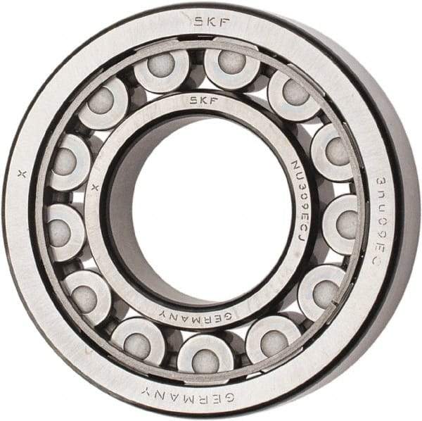 SKF - 45mm Bore Diam, 100mm Outside Diam, 25mm Wide Cylindrical Roller Bearing - 99,000 N Dynamic Capacity, 100,000 Lbs. Static Capacity - Exact Tool & Supply