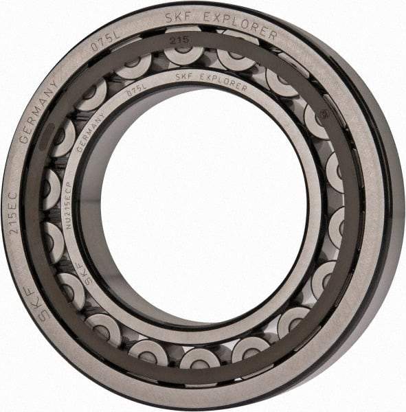 SKF - 75mm Bore Diam, 130mm Outside Diam, 25mm Wide Cylindrical Roller Bearing - 130,000 N Dynamic Capacity, 156,000 Lbs. Static Capacity - Exact Tool & Supply