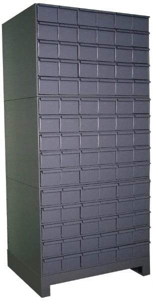 Durham - 90 Bin Drawer Cabinet System - 17-1/4 Inch Overall Depth x 69-1/8 Inch Overall Height, Gray Steel Bins - Exact Tool & Supply