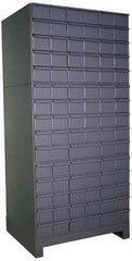 Durham - 90 Bin Drawer Cabinet System - 17-1/4 Inch Overall Depth x 69-1/8 Inch Overall Height, Gray Steel Bins - Exact Tool & Supply