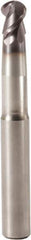 Seco - 4mm Diam, 3.5mm LOC, 2 Flute Solid Carbide Ball End Mill - MEGA-T Finish, Single End, 50mm OAL, 6mm Shank Diam, Spiral Flute - Exact Tool & Supply