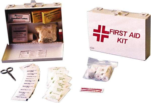 Ability One - 47 Piece, 47 Person, Industrial First Aid Kit - Metal Case - Exact Tool & Supply
