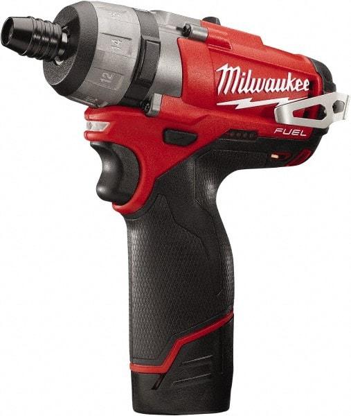 Milwaukee Tool - 12 Volts, Lithium-Ion Battery, Pistol Grip Cordless Screwdriver - 2 Speeds, 450 and 1,700 RPM, 325 Inch/Lbs. Torque, 2 Speed - Exact Tool & Supply