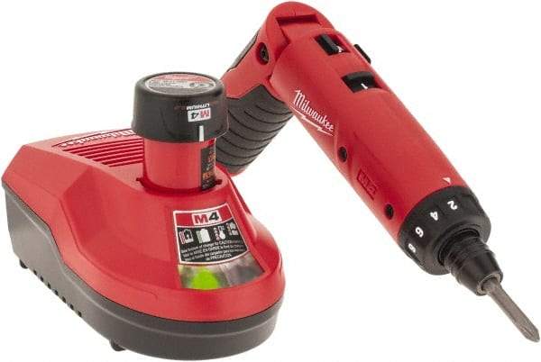 Milwaukee Tool - 4 Volts, Lithium-Ion Battery, Swivel Handle Cordless Screwdriver - 200, 600 RPM, 44 Inch/Lbs. Torque, Battery Included - Exact Tool & Supply
