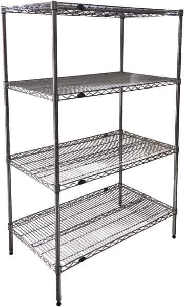 Value Collection - 4 Shelf Wire Shelving Unit - 48" Wide x 18" Deep x 63" High, - Exact Tool & Supply