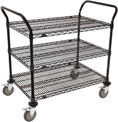 Value Collection - 600 Lb Capacity, 18" Wide x 60" Long x 39" High Wire Cart - 3 Shelf, Steel, Swivel Casters - Exact Tool & Supply