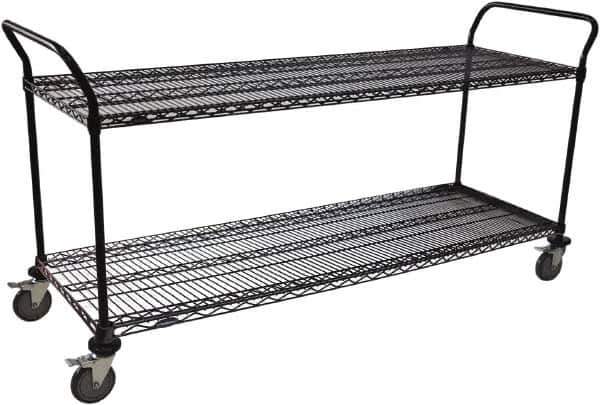 Value Collection - 600 Lb Capacity, 18" Wide x 60" Long x 39" High Wire Cart - 2 Shelf, Steel, Swivel Casters - Exact Tool & Supply