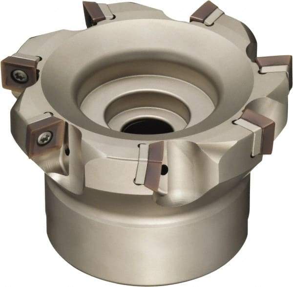 Sumitomo - 8 Inserts, 6" Cut Diam, 1-1/2" Arbor Diam, Indexable Square-Shoulder Face Mill - 2-1/2" High, SOMT 1204.. Insert Compatibility, Series WaveMill - Exact Tool & Supply