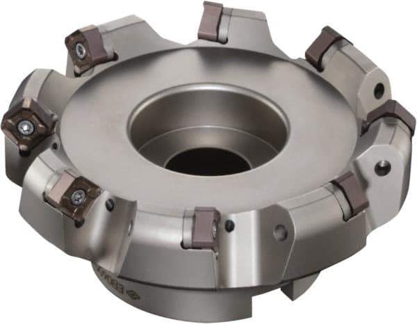 Sumitomo - 2" Cut Diam, 3/4" Arbor Hole, 6mm Max Depth of Cut, 45° Indexable Chamfer & Angle Face Mill - 5 Inserts, ONMT 05T6\xB6SNMT 13T6\xB6XNET 13T6 Insert, Right Hand Cut, Through Coolant, Series DualMill - Exact Tool & Supply