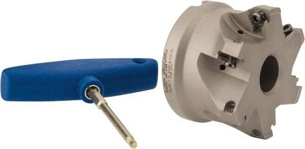 Iscar - 6 Inserts, 3" Cut Diam, 1" Arbor Diam, 0.512" Max Depth of Cut, Indexable Square-Shoulder Face Mill - 0/90° Lead Angle, 2" High, HM390 TDKT 1505 Insert Compatibility, Through Coolant, Series HeliIQMill - Exact Tool & Supply