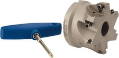 Iscar - 6 Inserts, 3" Cut Diam, 1" Arbor Diam, 0.512" Max Depth of Cut, Indexable Square-Shoulder Face Mill - 0/90° Lead Angle, 2" High, HM390 TDKT 1505 Insert Compatibility, Through Coolant, Series HeliIQMill - Exact Tool & Supply