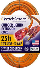 Value Collection - 25', 12/3 Gauge/Conductors, Orange/Blue Outdoor Extension Cord - 1 Receptacle, 15 Amps, UL SJTW, NEMA 5-15P - Exact Tool & Supply