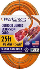 Value Collection - 25', 14/3 Gauge/Conductors, Orange/Blue Outdoor Extension Cord - 1 Receptacle, 15 Amps, UL SJTW, NEMA 5-15P - Exact Tool & Supply