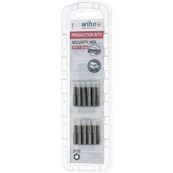 Wiha - 25mm Hex Screwdriver Bit - 1/4" Drive, 1" OAL - Exact Tool & Supply