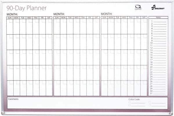 Ability One - 2" High x 27" Wide Dry Erase - Mylar Laminated, 39" Deep, Includes Accessory Tray, Mounting Kit, Instructions & Four Dry Erase Markers (Black, Blue, Green, Red) - Exact Tool & Supply