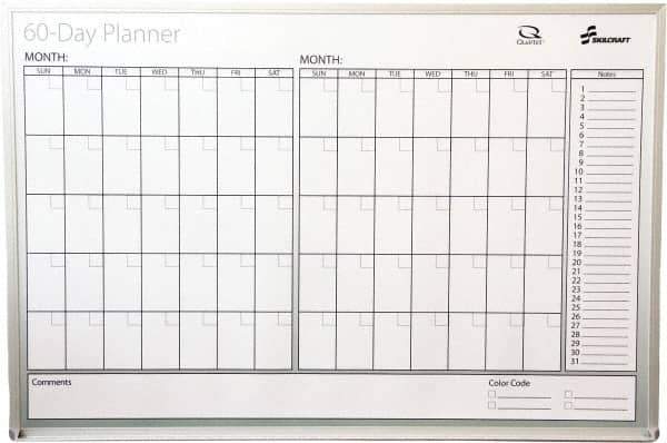 Ability One - 2" High x 26" Wide Dry Erase - Mylar Laminated, 39" Deep, Includes Accessory Tray, Mounting Kit, Instructions & Four Dry Erase Markers (Black, Blue, Green, Red) - Exact Tool & Supply
