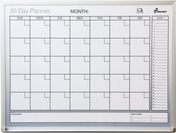 Ability One - 2" High x 29" Wide Dry Erase - Mylar Laminated, 36" Deep, Includes Accessory Tray, Mounting Kit, Instructions & Four Dry Erase Markers (Black, Blue, Green, Red) - Exact Tool & Supply