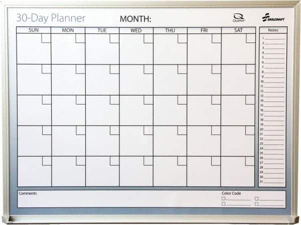 Ability One - 2" High x 20" Wide Dry Erase - Mylar Laminated, 27" Deep, Includes Accessory Tray, Mounting Kit, Instructions & Four Dry Erase Markers (Black, Blue, Green, Red) - Exact Tool & Supply