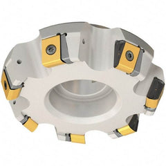 Iscar - 12.86" Cut Diam, 2-1/2" Arbor Hole, 3/4" Max Depth of Cut, 65° Indexable Chamfer & Angle Face Mill - 12 Inserts, T465 LN.T 2212 Insert, Right Hand Cut, 12 Flutes, Series Helitang - Exact Tool & Supply