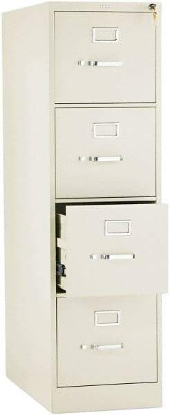 Hon - 15" Wide x 52" High x 26-1/2" Deep, 4 Drawer Vertical File with Lock - Steel, Putty - Exact Tool & Supply