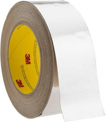 3M - 2" x 45m Silver Foil Tape - 3.25 mil, Acrylic Adhesive, Aluminum Foil Backing, 10 Lb/ln Tensile Strength, -30°F to 260°F, Series 3380 - Exact Tool & Supply