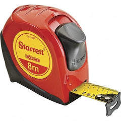 Starrett - 26' x 1" Yellow Blade Tape Measure - 1mm Graduation, S6 Graduation Style, Red Case - Exact Tool & Supply