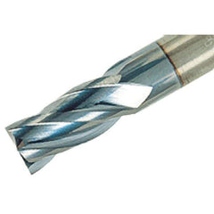Iscar - 3/8", 3/4" LOC, 3/8" Shank Diam, 3" OAL, 4 Flute, Solid Carbide Square End Mill - Single End, TiAlN Finish, Spiral Flute, 38° Helix, Right Hand Cut, Right Hand Flute - Exact Tool & Supply