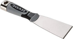 Hyde Tools - 2" Wide Stainless Steel Putty Knife - Stiff, Cushioned Grip Polypropylene Handle, 8" OAL - Exact Tool & Supply