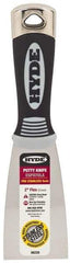 Hyde Tools - 2" Wide Stainless Steel Putty Knife - Flexible, Cushioned Grip Polypropylene Handle, 8" OAL - Exact Tool & Supply