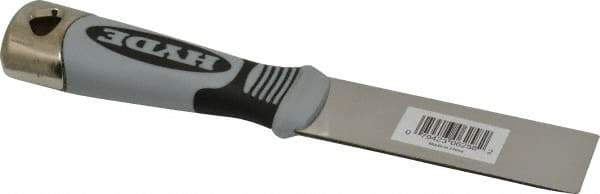 Hyde Tools - 1-1/4" Wide Stainless Steel Putty Knife - Stiff, Cushioned Grip Polypropylene Handle, 8" OAL - Exact Tool & Supply