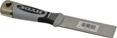 Hyde Tools - 1-1/4" Wide Stainless Steel Putty Knife - Stiff, Cushioned Grip Polypropylene Handle, 8" OAL - Exact Tool & Supply